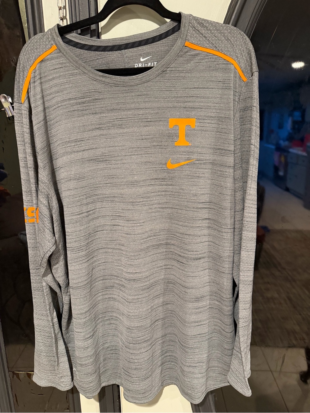 Nike Gray Long Sleeve Dri-FIT Shirt with Orange Tennessee 'T'